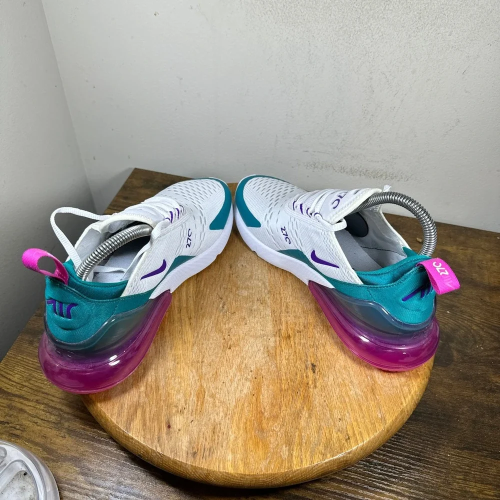 Nike Air Max 270 Womens White Teal Purple Pink Running Shoes CW7061-100 Size 8 - Picture 2 of 8